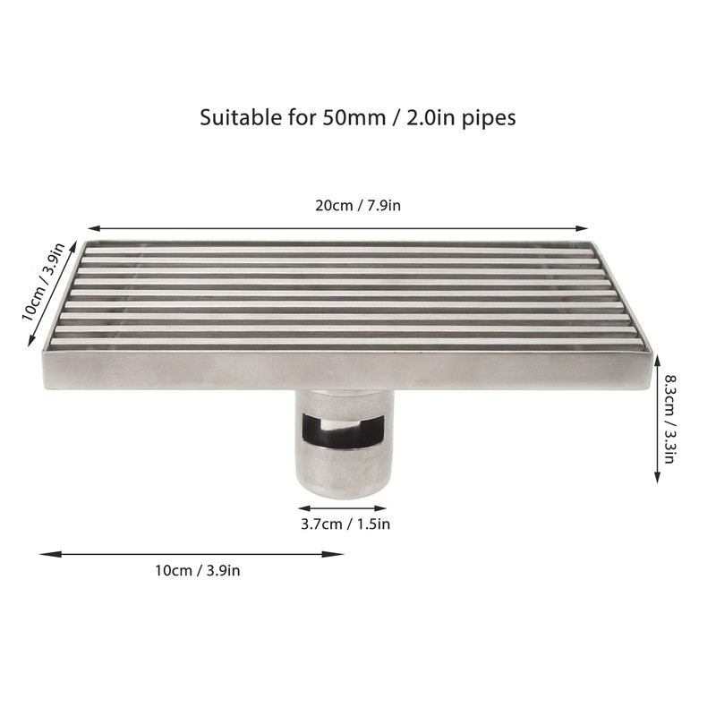 304 Stainless Steel Linear Shower Drain Thickened Lengthened 8 Inch