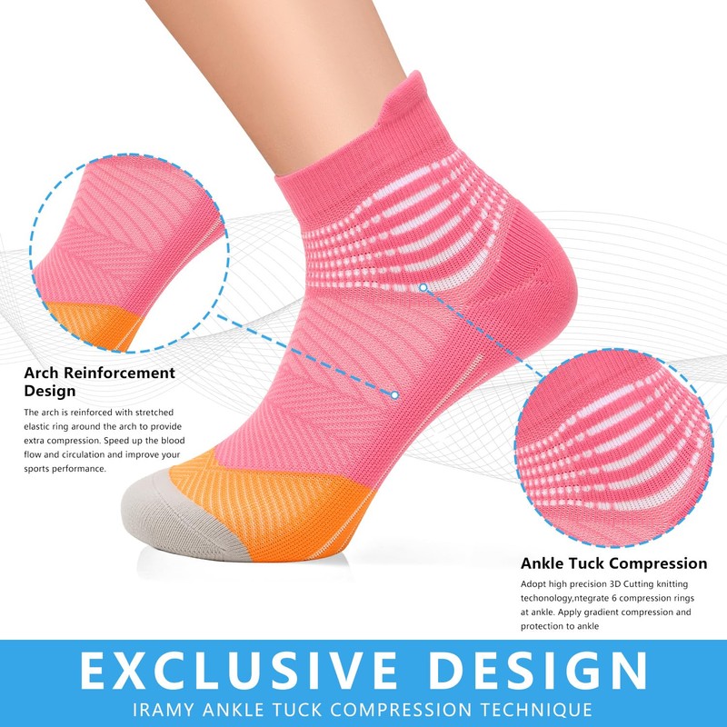 IRAMY Compression Ankle Support Socks Women Coolmax Wicking Cushioned Athletic