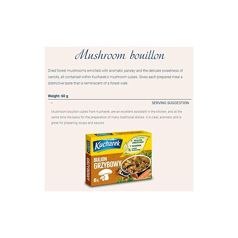 KUCHAREK MUSHROOM BOUILLON Bulion Grzybowy. Product from Poland 60g (3