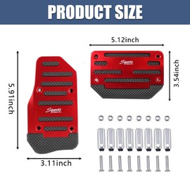 Arwrilt 2 PCS Automatic Car Pedal Cover Kits, Non- Slip Alloy Brake Pedal Gas Pedal Cover, Sport Stytle Pedal Decoration and Protection, Punch-Free Foot Pedal Pad Replacement for Most Cars (Red)