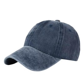 Men Women Washed Adjustable Distressed Cotton Baseball Golf Sport Cap Vintage Hat Navy Blue, Navy Blue, One Size