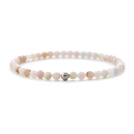 BERGERLIN Genuine Opal bracelet with 925 Sterling silver - real opal bracelet with 4mm pearls, faceted - Size XS