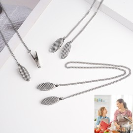 Pack of 3 Napkin Chain with Clip Seniors, Napkin Holder, Stainless Steel, Metal Napkin Clip, Elegant Elderly Napkin Clips, for Men, Women, Elderly People or Pets