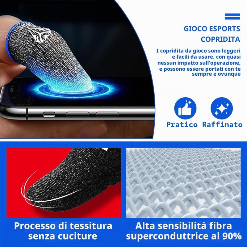FHRYNA 6 Pezzi Guaine per Dita da Gaming in Tessuto,