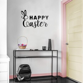 Easter Day Vinyl Wall Art Decal - Happy Easter - 15" x 23" - Resurrection Sunday Pascha Holiday Modern Church Home Living Room Bedroom Apartment Nursery Office Work Decor (15" x 23", Black)