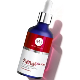 MIST JEWEL - CLEAR - Serum Ácido Glicólico + Acido hialurónico + Colágneo + Tea tree exfoliante efecto peeling facial Suero facial aclarante y renovación del cutis, anti manchas y arrugas hidratante rejuvenecedor 50 ml