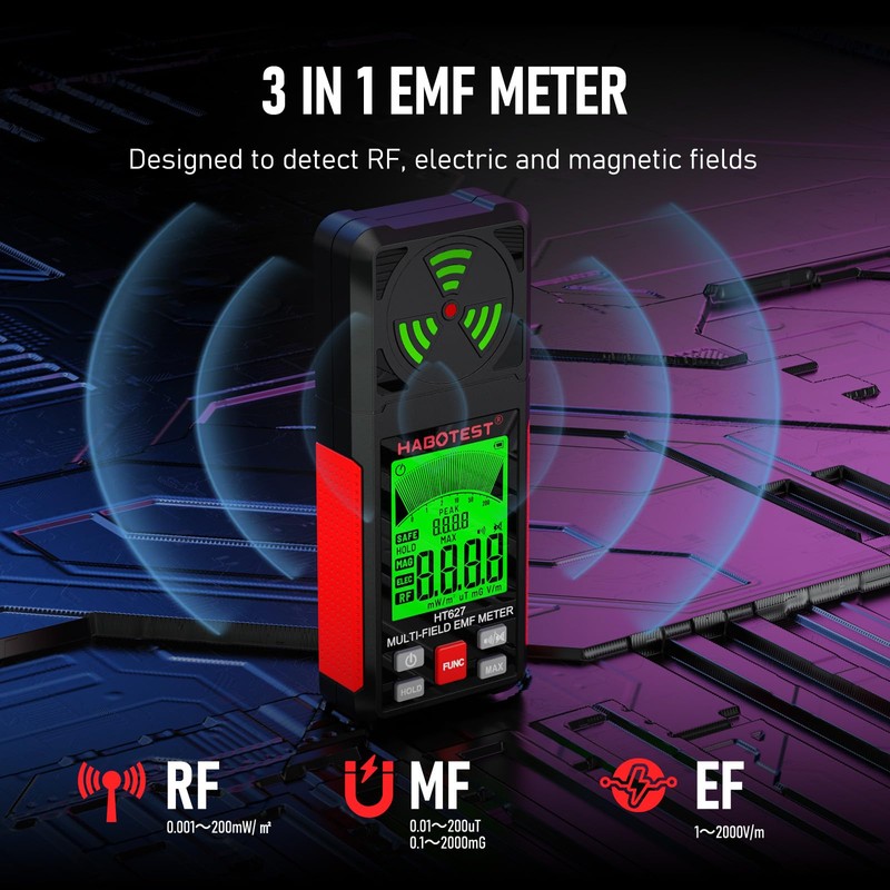 YOJOCK EMF Meter 3-in-1 Radiation Meter and Radiation Detector with