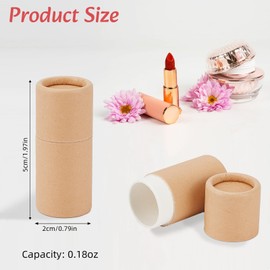 NICENEEDED 10 Pcs Paperboard Lip Balm Tubes, 0.18 Oz Refillable Paper Lipstick Tube, Round Cardboard Empty Lip Gloss Container Solid Perfume Tube Cosmetic Box for DIY Lip Gloss Balm
