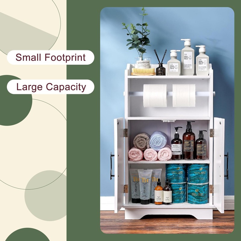 Mega Roll Toilet Paper Holder Cabinet, VECELO Stand Bathroom Storage