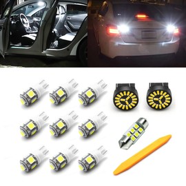 Xotic Tech 12pcs White LED Interior Map Dome Door Trunk/Cargo + License Plate Light + Reverse Backup Light Bulbs Package Kit + Install Tool Compatible with Honda Accord 1998-2002