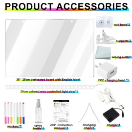 LED Drawing Board with Colors, 14x10'' 3 Modes & 7 Color-Lighting Acrylic Dry Erase Board Glow, Light Up Led Note Board with Stand and 7 Markers, Led Writing Tablet for Kids for Office, School, Home
