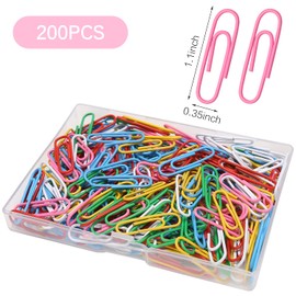 Elisel Paper Clips, 200pcs Medium Size (1.3 inch) Colored Paper Clip,Durable and Rustproof Coated Paper Clips, Great for Office, School and Personal Use (Multicolour)