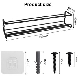 Gewürzregal Wand 2 Set Gewürzregal Hängend Ohne Bohren Küchen Gewürzregal Metall Spice Rack Wall No Drilling Küchenregal Hängend Gewürzständer Für Küchenschrank Duschablage Hängen Organiser (Schwarz)