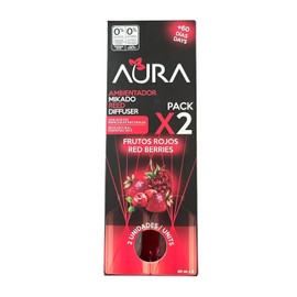 Aura Aromatizante/ambientador Mikado Varillas 2 refill de 30ml c/u (Frutos rojos)