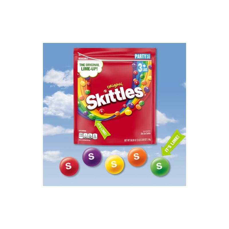 Skittles Original Fruity Candy, 50 oz Party Size Bag –