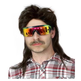 Lotfon Mullet Wigs for Men 80s Costumes Fancy Party Accessory Cosplay Wig (Black)