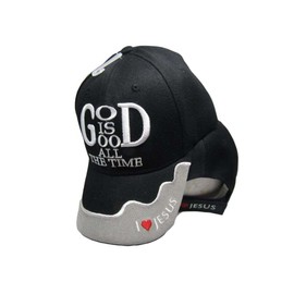 K's Novelties God is Good All The Time Christian Jesus Black Embroidered Cap Hat 822