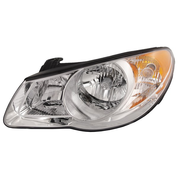 HEADLIGHTSDEPOT Chrome Housing Halogen Headlight Compatible With Hyundai Elantra 2007-2010