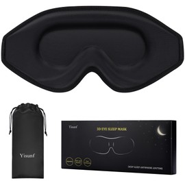 Yisunf Yisunf Sleep Mask for Side Sleeper, Women Men Eye Mask for Sleeping, Zero Pressure 3D Sleeping Mask with 12mm Eye Socket, Soft Sleep Cover with Adjustable Strap for Office Nap Travel (Black)