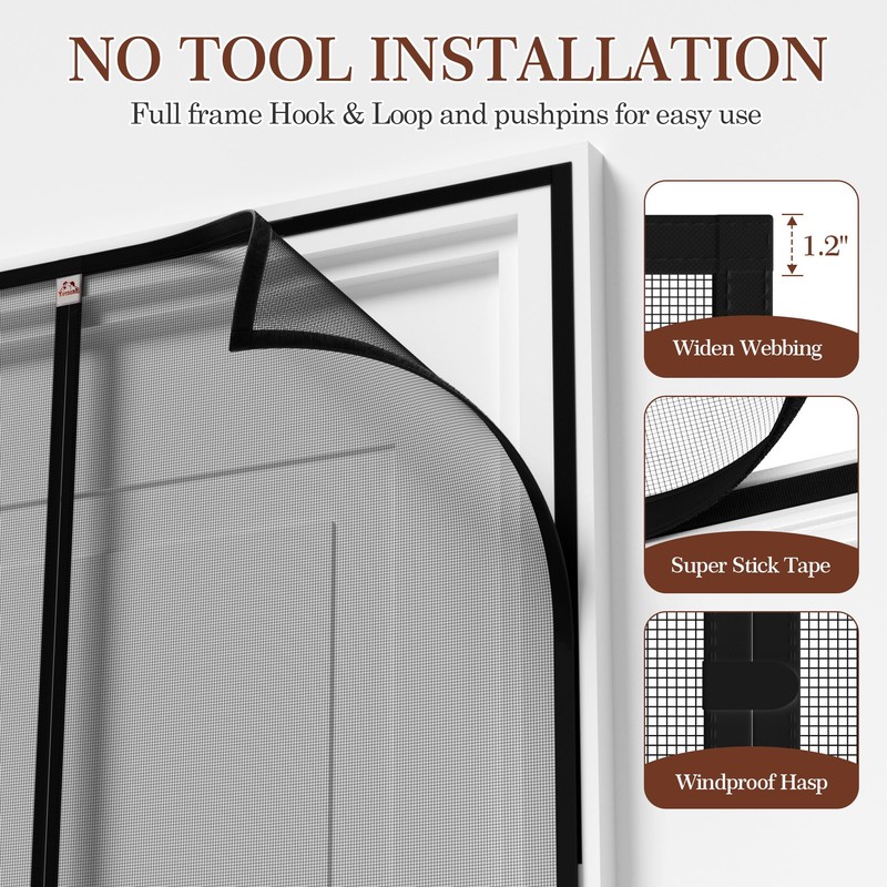 Yotache Magnetic Screen Door for 32x80 Doors, Screen Size 34"x81"