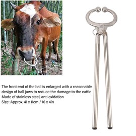 GRCFUMO Cow Nose Plier, Cattle Nose Lead Bovine Clip Bull Pulling ringss, Stainless Steel Automatic Locking Bull Cattle Nose ringss Pliers for Farm Ranch