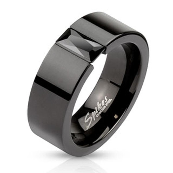 Tapsi´s Coolbodyart® Band Ring Stainless Steel Zirconia Rectangular Black 6