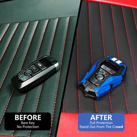 RERPRO Fit for Ford Key Fob Cover Compatible with 2021 2022 2023 2024 Ford Bronco/Bronco Sport / F150 Accessories Key Shell, Blue, Large