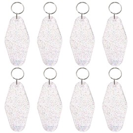 PPhtony 8PCS Motel Keychain Blank Vintage Hotel Key Tags Holders for Bagpacks Car Keys Resin Vinyl Printing Laser Engraving DIY Craft Projects Gifts Ornaments Accessories Small Business,Clear&Glitter