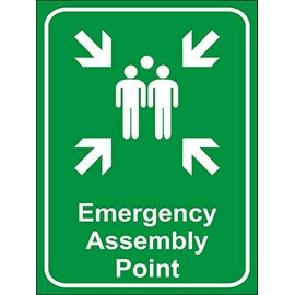 eSplanade Emergency Assembly Point Sign Sticker Decal - Easy to Mount Weather Resistant Long Lasting Ink (Size 12"x9")