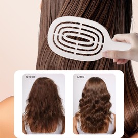 デタングリングブラシ スケルトンブラシ ヘアブラシ くし コーム 頭にフィット 絡まない お手入れ簡単 ヘアドライ専用 アイボリー