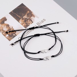 CheersLife Pack of 2/3 Best es Bracelets for Best Friend Wish Band Hollow Heart Bracelet for Women Girls Sister Bracelet Friendship, Stainless Steel, Bead