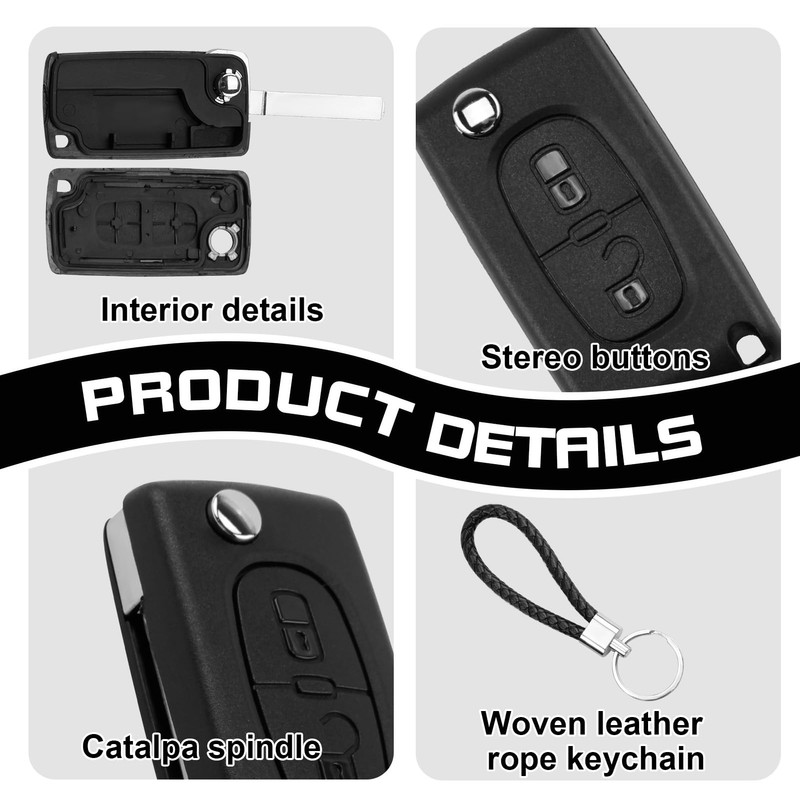 2 Button Car Key Casing, Key Shell Car Replacement Key