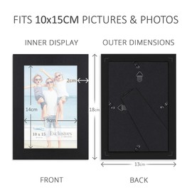 Icona Bay 10 x 15 cm Black Picture Frame, Sturdy Composite Wood Picture Frame, Elegant Design, Table Top or Wall Mount, Exclusive Collection