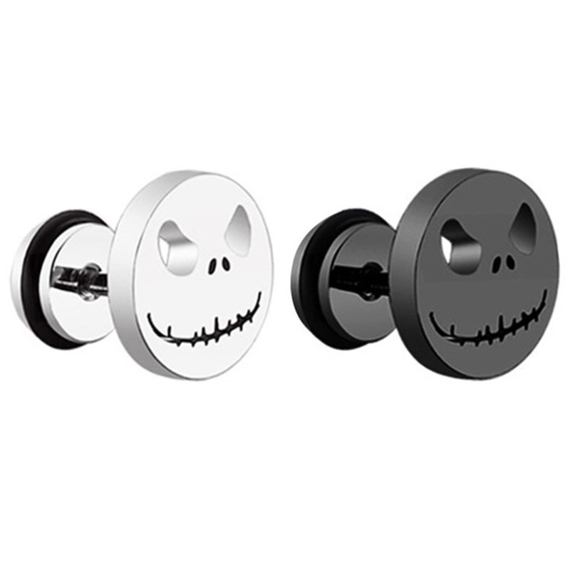 FuZhiBang Stainless Steel Black/Silver Jack Skellington Cut-Out Round Circle Button