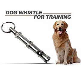 DUBENS Pack of 2 Ultrasonic Dog Whistles, Dog Whistle, Stop Barking and Gain Control, Stainless Steel and with Key Ring, Individually Adjustable Frequency for Commandos and Tricks (Silver)