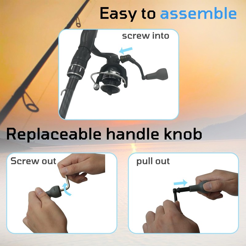 JINOHNAMILL 63mm Black Fishing Spinning Reel Handle Replacement for Shimano
