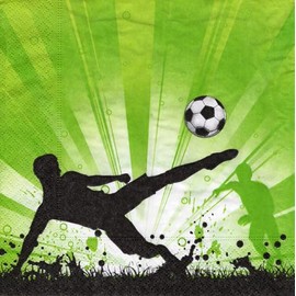 20 Fußball Servietten, Servietten Fußball, Kinder Geburtstag Junge Tischdeko, Fußball Euphorie, EM, WM, Bunte Papierservietten Football, Soccer, 33x33 cm