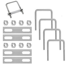 Jiavlyx Pack of 4 M8 Stainless Steel U Bolts, 120 x 60 mm U Shackle, with 8 Nuts and 4 Counter Plate, Bracket Bolts, Square U Bolts, for Pipe Fixing Car Towing