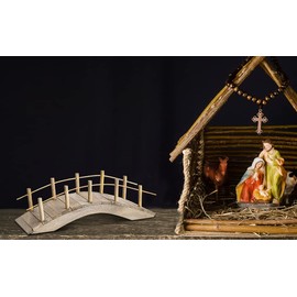 MaMeMi Wooden Bridge Flat Approx. 13 cm Long, Nativity Scene Accessories, Nativity Scene Accessories for Nativity Scenes and Model Making