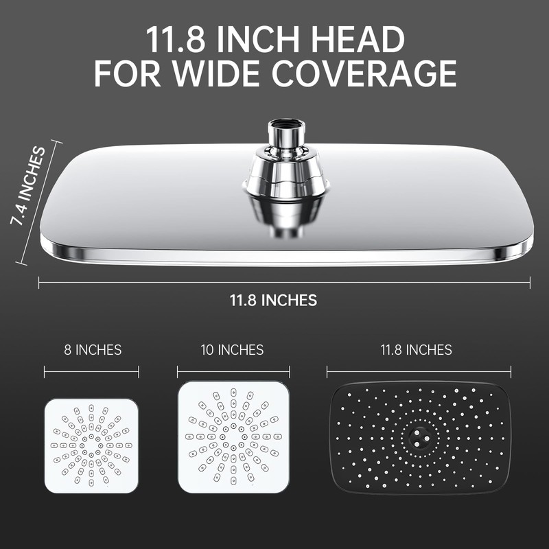 Veken 11.8 Inch High Pressure Rain Shower Head -Shower Heads
