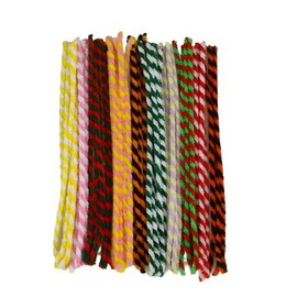 MAHAVIMOKSA 300pcs Mixed 10 Styles Twisted Striped Pipe Cleaners Chenille Stems 6mm 12-inch for Art Craft DIY Party Home Decoration (300)