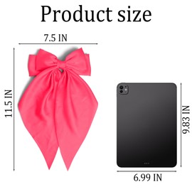 3PCS Bright Red Large Hair Bows for Women Oversized Long Tail Bow Hair Clips Satin Ribbon Bow Hair Valentine's Barrettes Ponytail Holder Vintage Christmas Date Hair Accessories for Girls Teens