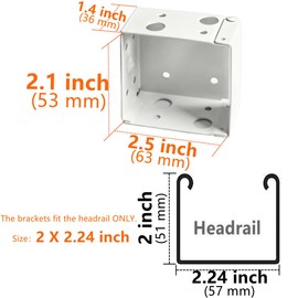 2pcs Blinds Brackets for 2inch High Profile Window Blinds Headrail Box Mounting Holder - White Color