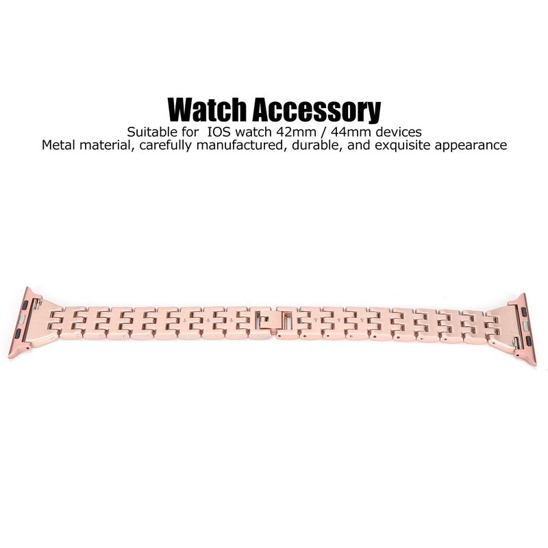 Watch Band Double Rows RhinestonesStudded Replacement Metal Strap for IOS