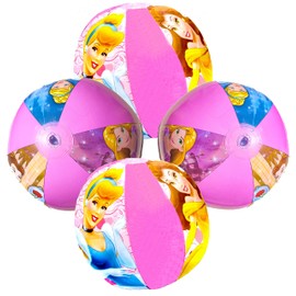 TOY DEALS USA Princess Large Inflatable Beach Balls for Kids -4PACK- Beach Toys for Kids & Toddlers, Pool Games, Pool Toy 2+ (DSNEY_PRNCSS-4PK)