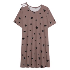 AVIIER AVIIER Hospital Gowns for Women Open Back Adaptive Clothing Nightgowns Post Shoulder Surgery Dress Khaki Star XL