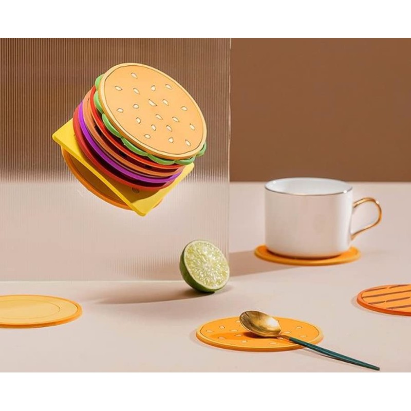 Hamburger Novelty Beverage Coasters (8 Coasters in one) - Unique