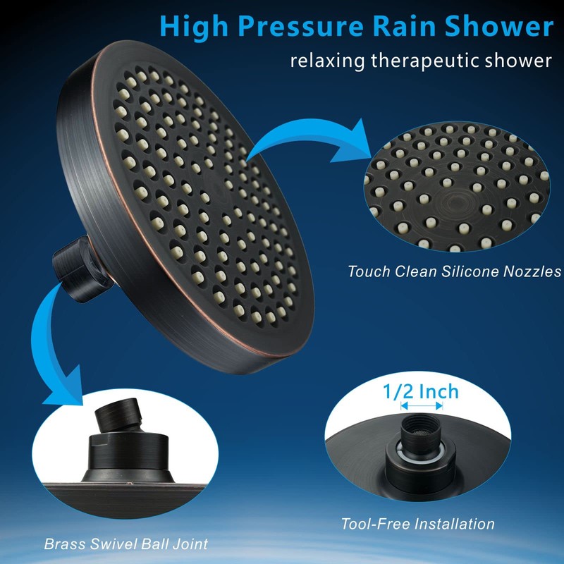 Nuodan High Pressure Rain Shower Head with Arm - High