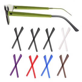 Puntas de extremo de gafas,silicona antideslizantes para orejas, fundas de tubo,almohadillas de repuesto cómodas para patas de metal fino 8 pares,Negro/blanco/morado/rojo/azul/marrón