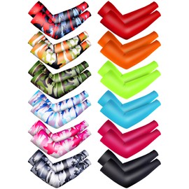 Mntrprko 12 Pairs Sports Arm Sleeves for Kids Basketball Baseball Arm Sleeves UV Sun Protection Cooling Arm Cover Sleeve (Classic Style, 11-14 Years)